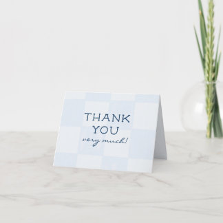 Cute Modern Blue Chequered Baby Shower Thank You Card