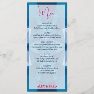 Cute Modern Blue Wedding Menu