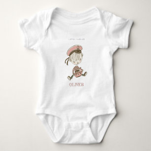 Cute Modern Blush Pink Girl Little Sailor Nautical Baby Bodysuit