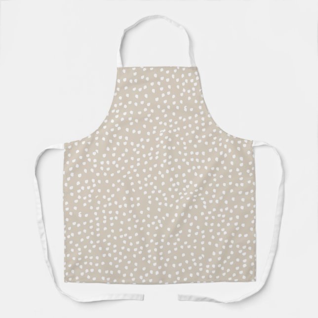 Cute Modern Boho beige Polka Dot Apron (Front)