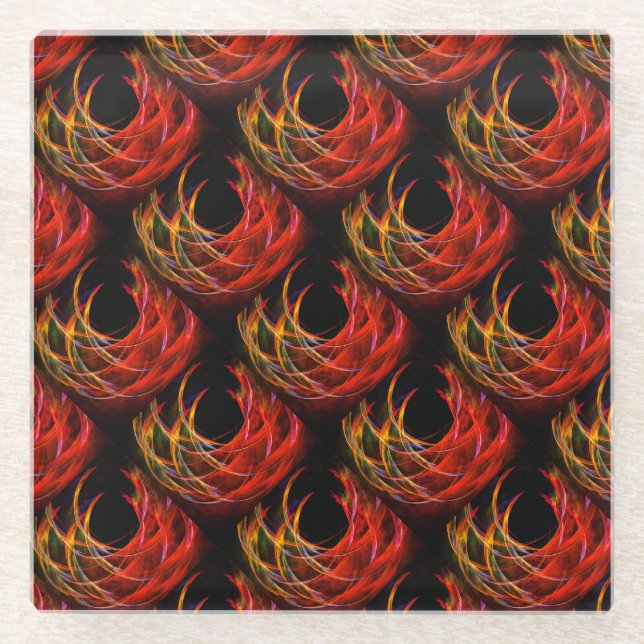 Cute Modern Boho Elegant Abstract Art Pattern #503 Glass Coaster (Front)