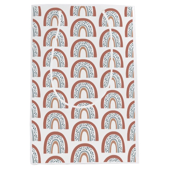 Cute Modern Boho Neutral Rainbow Medium Gift Bag (Front)