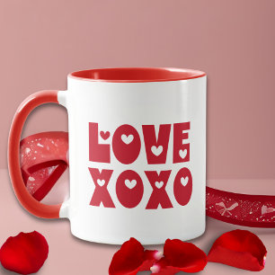 Cute Modern Bold Red Valentine's Day Love XOXO Two-Tone Coffee Mug