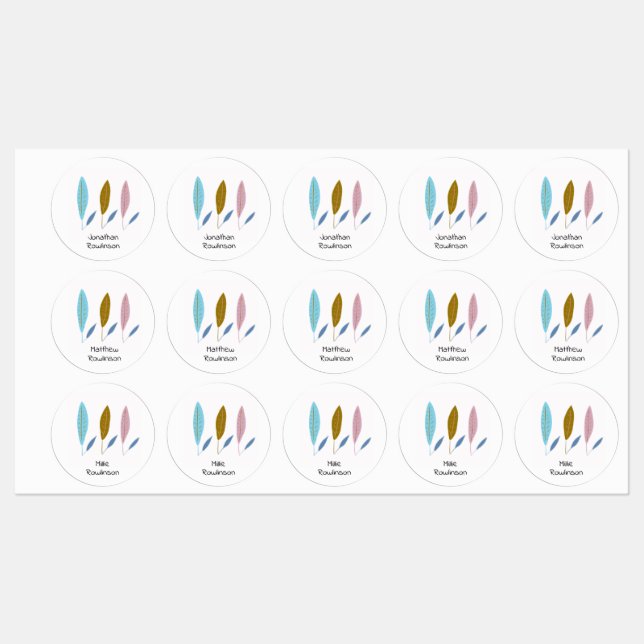 Cute modern boys' personalized leaves  (Sheet)