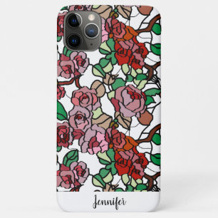 Cute Modern Bright Red Flowers iPhone 11 Pro Max Case