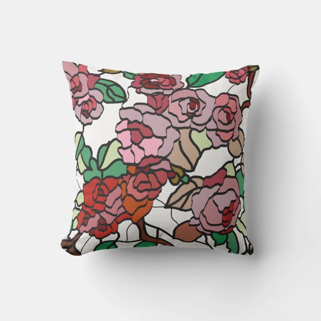 Cute Modern Bright Red Flowers Outdoor Pillow (Front)