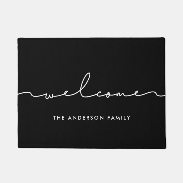 Cute modern calligraphy Welcome Doormat (Front)