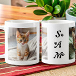 cute modern cat photo name  coffee mug<br><div class="desc">Start your day with a purr-fectly personalized touch! This cute modern cat mug features two of your favourite cat photos, allowing you to showcase your feline friend in a stylish and playful way. The clean, minimalist design complements the adorable photos, while the custom name option makes it a unique and...</div>