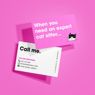 Cute Modern Cat Sitter Pet Business Card