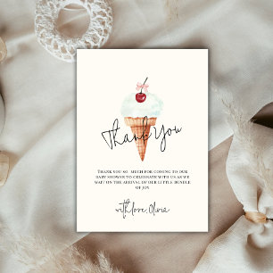 Cute Modern Cherry Scoop Ice Cream Baby Shower  Thank You Card