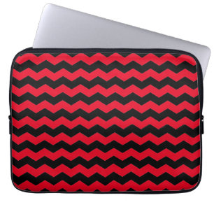 Cute Modern Chevron Zig Zag Black and Red Pattern  Laptop Sleeve