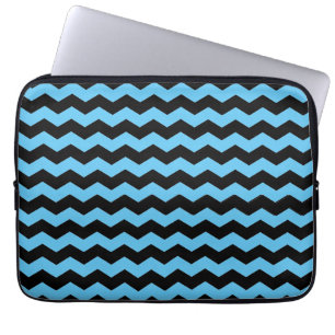 Cute Modern Chevron ZigZag Black and Blue Pattern  Laptop Sleeve