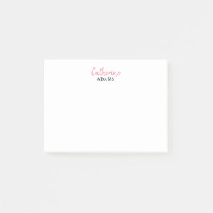 Cute Modern Chic Feminine Casual Girly Pink Script Post-it Notes