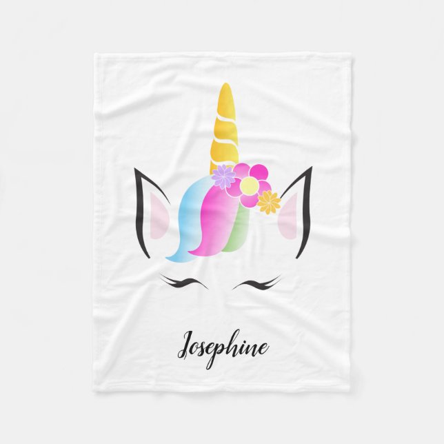 Cute Modern Chic personalized unicorn baby Fleece Blanket (Front)
