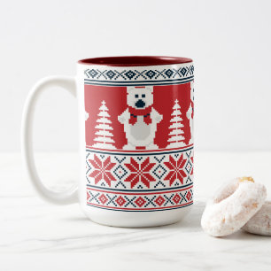 Cute & Modern Christma Snowman Knitted Two-Tone Coffee Mug
