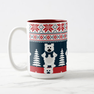 Cute & Modern Christmas Snowman Knitted Two-Tone Coffee Mug