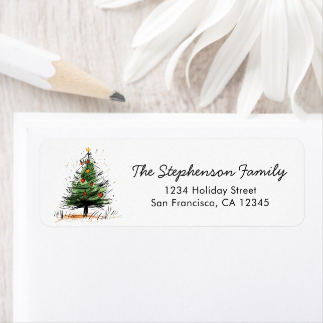 Cute Modern Christmas Tree Festive Return Address (Insitu)