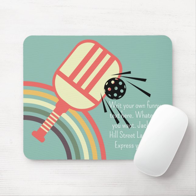 Cute modern classic 80s striped Pickleball Blue Mouse Pad (With Mouse)