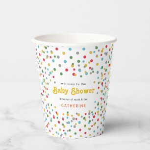 Cute Modern Colourful Confetti Dots Gender Paper Cups