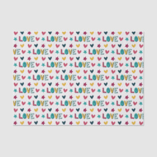 Cute Modern Colourful Love and Hearts Pattern Tissue Paper