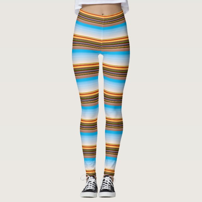 Cute modern colourful stripes  leggings (Front)