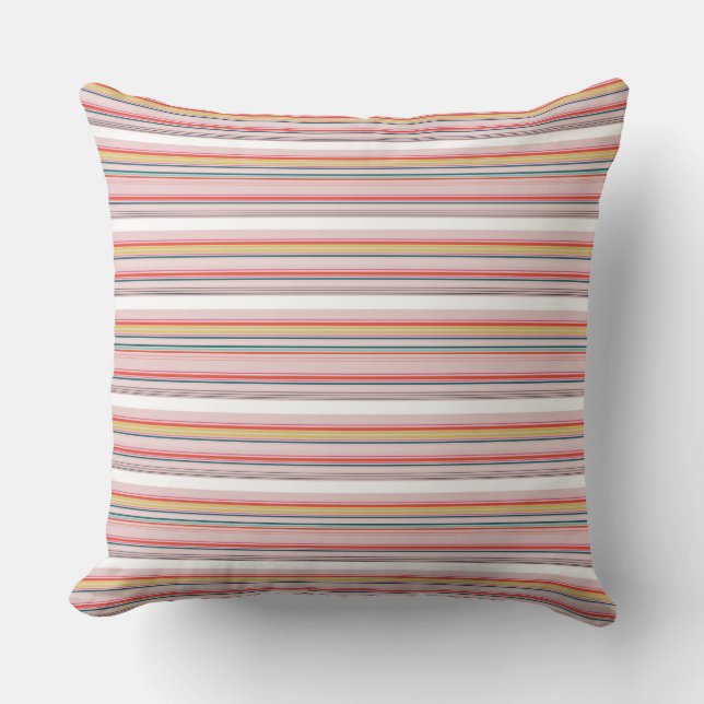 Cute modern colourful stripes throw pillow (Front)