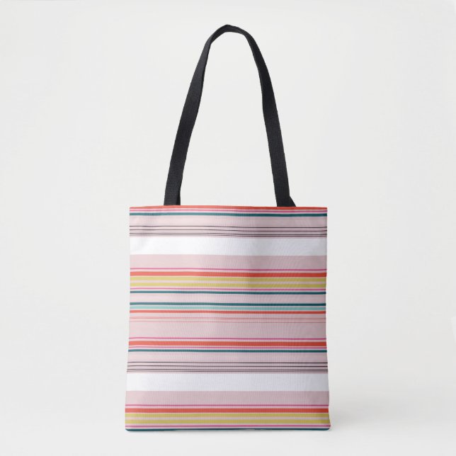 Cute modern colourful stripes tote bag (Front)