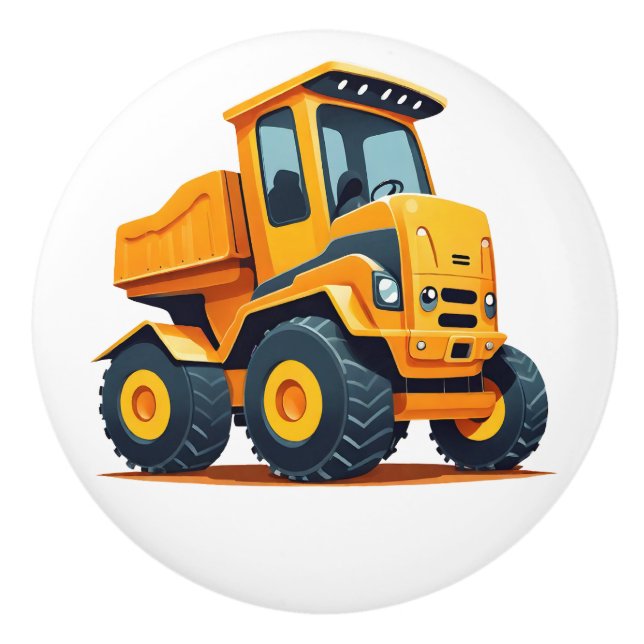 Cute Modern Construction Truck Personalized Ceramic Knob (Front)