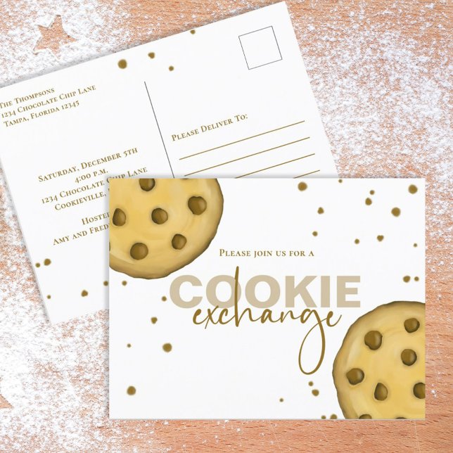 Cute Modern Cookie Exchange Whimsical Fun Postcard (Creator Uploaded)