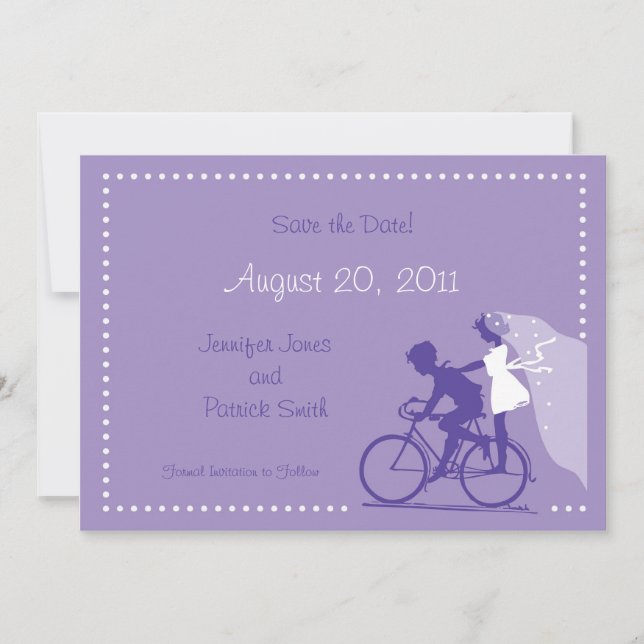 CUTE Modern Couple on Bicycle Save the Date (Front)