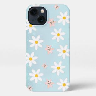 Cute Modern Daisy lily flower Rustic seamless  iPhone 13 Case