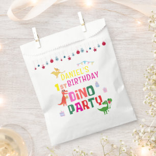 Cute Modern Dino Dinosaur Kid's Birthday Party Favour Bag