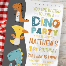 Cute Modern Dino Dinosaur Kid's Birthday Party