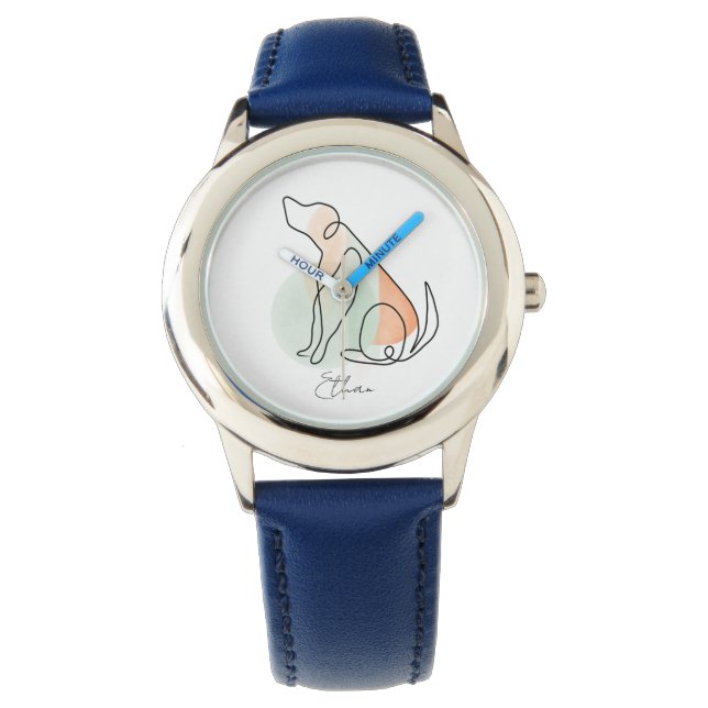 Cute modern dog personalized kids watch (Front)