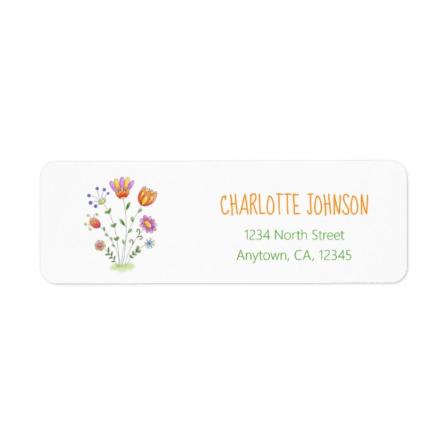 Cute Modern Doodle Watercolor Flowers (Front)
