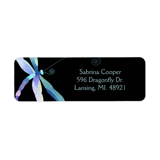 Cute Modern Dragonfly Business Address Return Address Label
