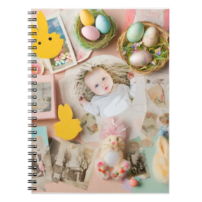 Cute Modern Easter collage scrapbook photo  Notebook (Front)