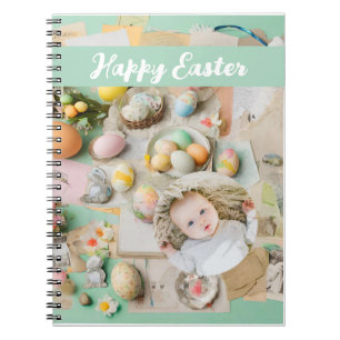 Cute Modern Easter collage scrapbook photo Notebook