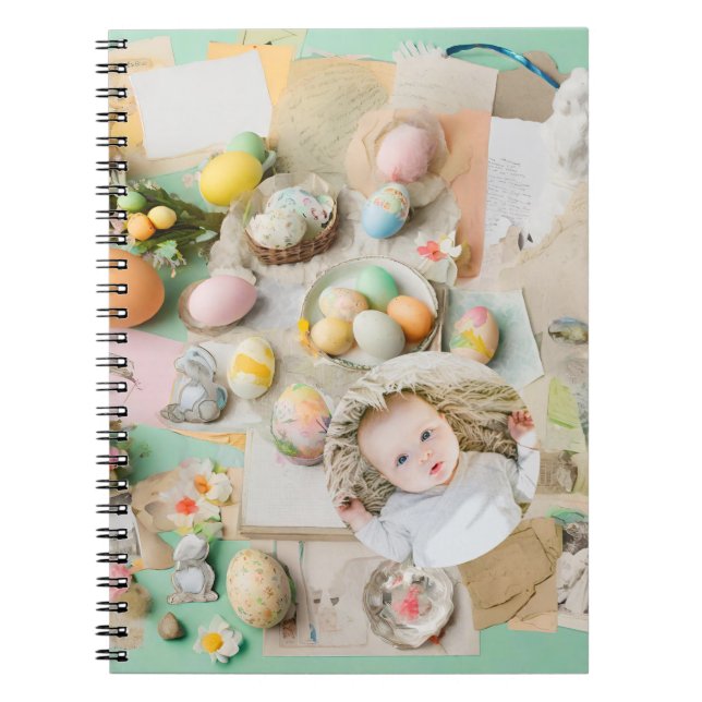 Cute Modern Easter collage scrapbook photo  Notebook (Front)