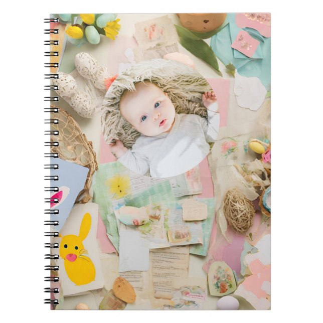 Cute Modern Easter collage scrapbook photo  Notebook (Front)