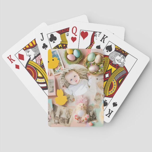 Cute Modern Easter collage scrapbook photo  Playing Cards (Back)