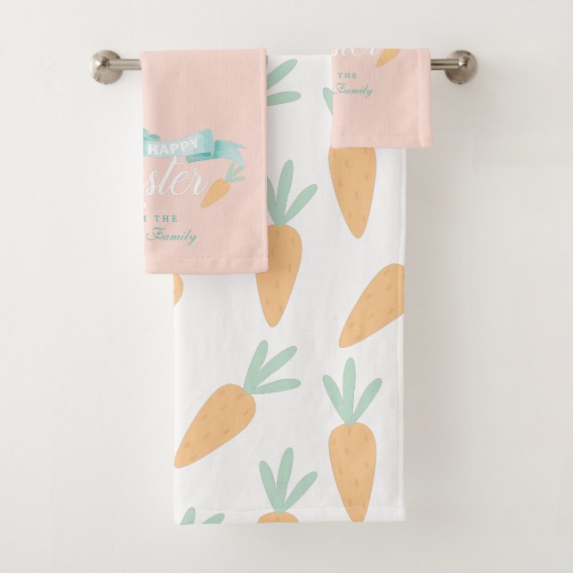 Cute Modern Easter Personalized Bath Towel Set (Insitu)
