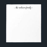 Cute Modern Elegant Black Script Thank You Family Notepad<br><div class="desc">Cute Modern Elegant Black Script Thank You Family Notepad
You can easily customize the colour of the text with the 'Customize' tool or feel free to contact me.</div>