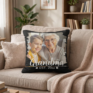 Cute Modern Elegant Grandma Personalized Photo Throw Pillow