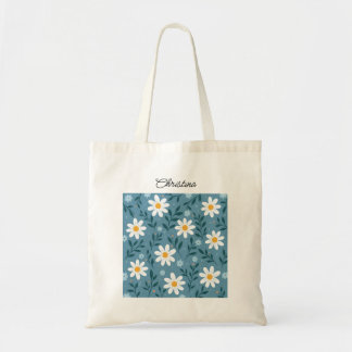 Cute Modern Feminine Personalized Floral Tote Bag