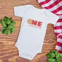 Cute Modern First Birthday Pizza Party Custom Name