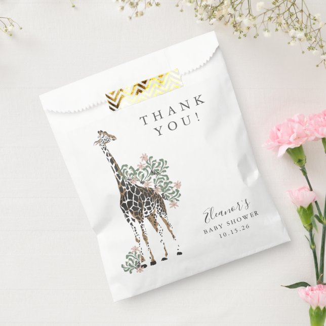 Cute Modern Floral Giraffe Simple Baby Shower  Favour Bag (Sealed)