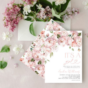 Cute Modern Floral Girl Baby Shower Invitation