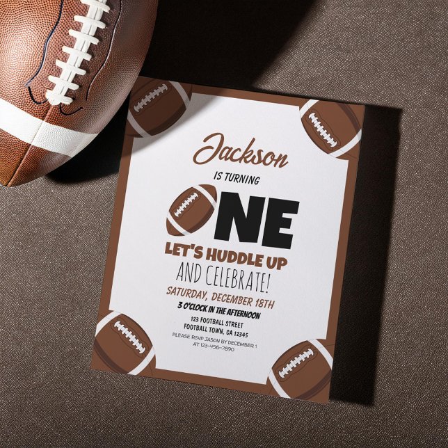 Cute Modern Football Budget 1st Birthday Invite (Creator Uploaded)