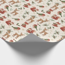 Cute Modern Forest Animal Christmas Gift Wrap Roll